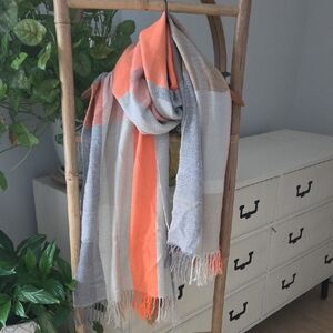 Gap Fringe Scarf Orange & Brown Tones O/S